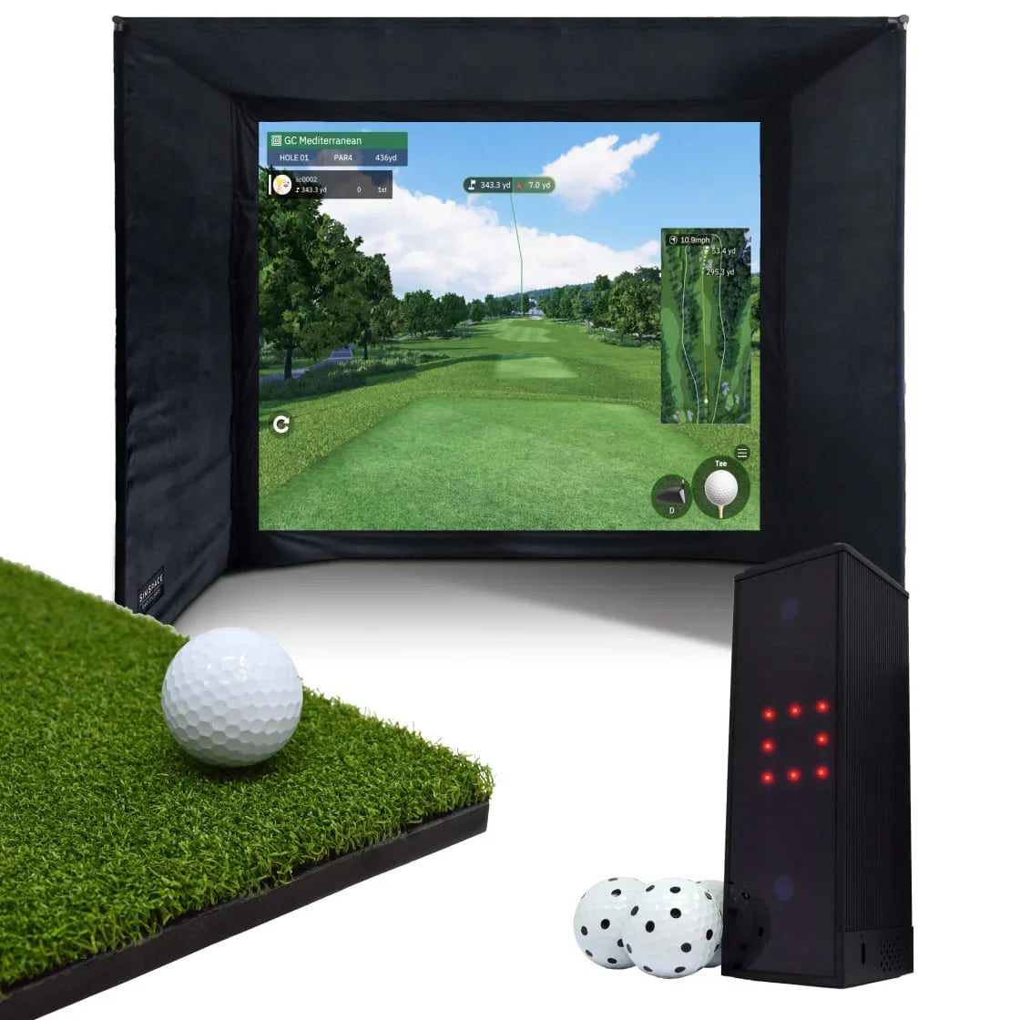 BUILD YOUR OWN ENCLOSURE BUNDLE SIM 2 - (9'10 x 8'2 x 4'11 ft 3 x 2.5 x 1.5 m) Standard SQUARE GOLF - LAUNCH MONITOR
