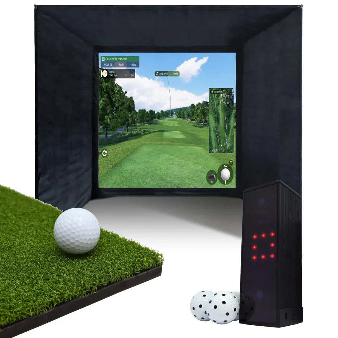 BUILD YOUR OWN ENCLOSURE BUNDLE SIM 5 - (9'10 x 9'10 x 9'10 ft 3 x 3 x 3 m) Standard SQUARE GOLF - LAUNCH MONITOR