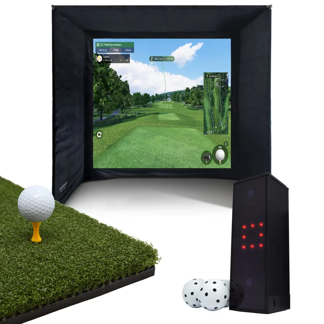 BUILD YOUR OWN ENCLOSURE BUNDLE SIM 1 - (8'6 x 8'2 x 4'11 ft 2.6 x 2.5 x 1.5m) Tee Turf SQUARE GOLF - LAUNCH MONITOR