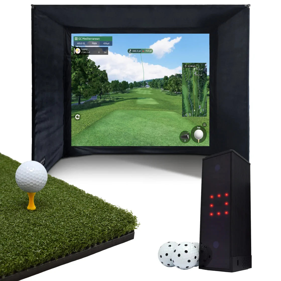 BUILD YOUR OWN ENCLOSURE BUNDLE SIM 2 - (9'10 x 8'2 x 4'11 ft 3 x 2.5 x 1.5 m) Tee Turf SQUARE GOLF - LAUNCH MONITOR