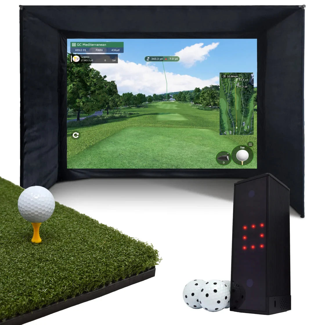 BUILD YOUR OWN ENCLOSURE BUNDLE SIM 3 - (11'10 x 8'2 x 4'11 ft 3.6 x 2.5 x 1.5 m) Tee Turf SQUARE GOLF - LAUNCH MONITOR