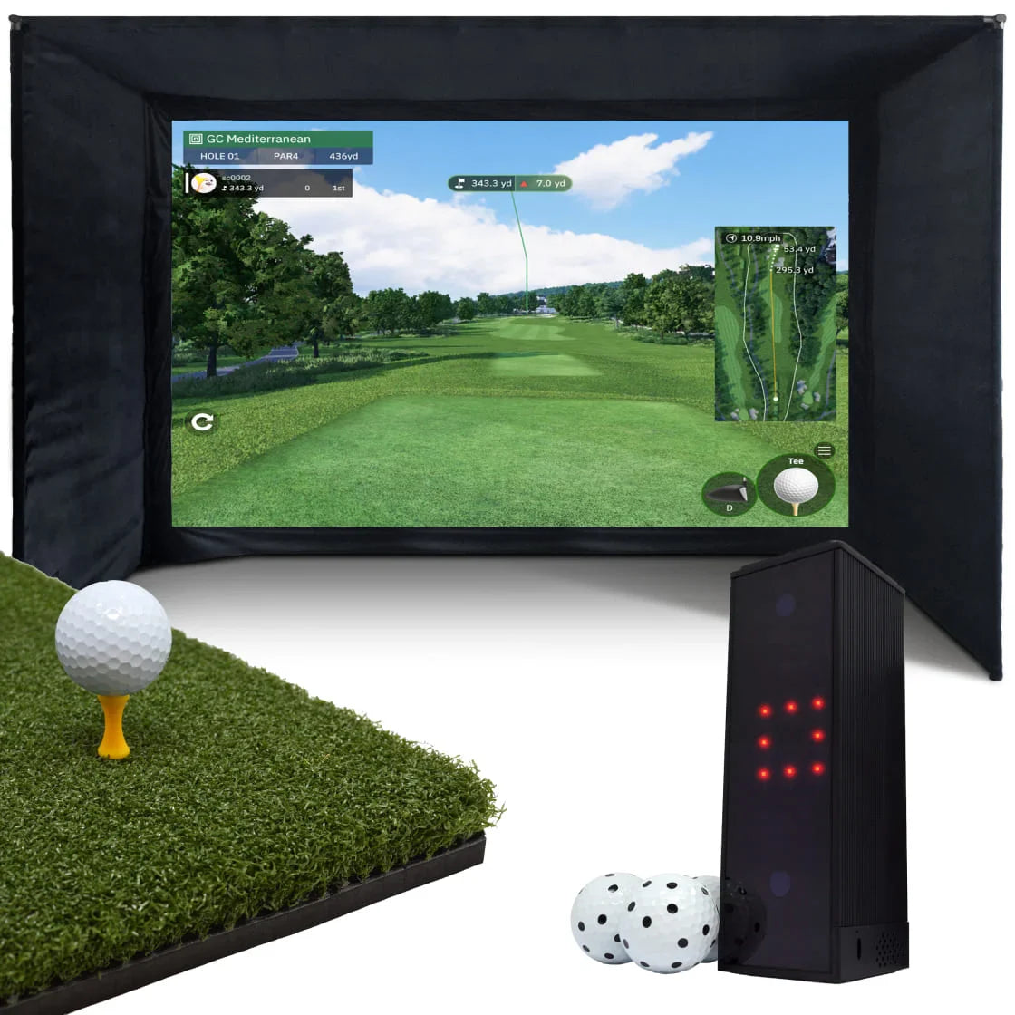 BUILD YOUR OWN ENCLOSURE BUNDLE SIM 4 - (13'2 x 8'2 x 4'11 ft 4 x 2.5 x 1.5 m) Tee Turf SQUARE GOLF - LAUNCH MONITOR