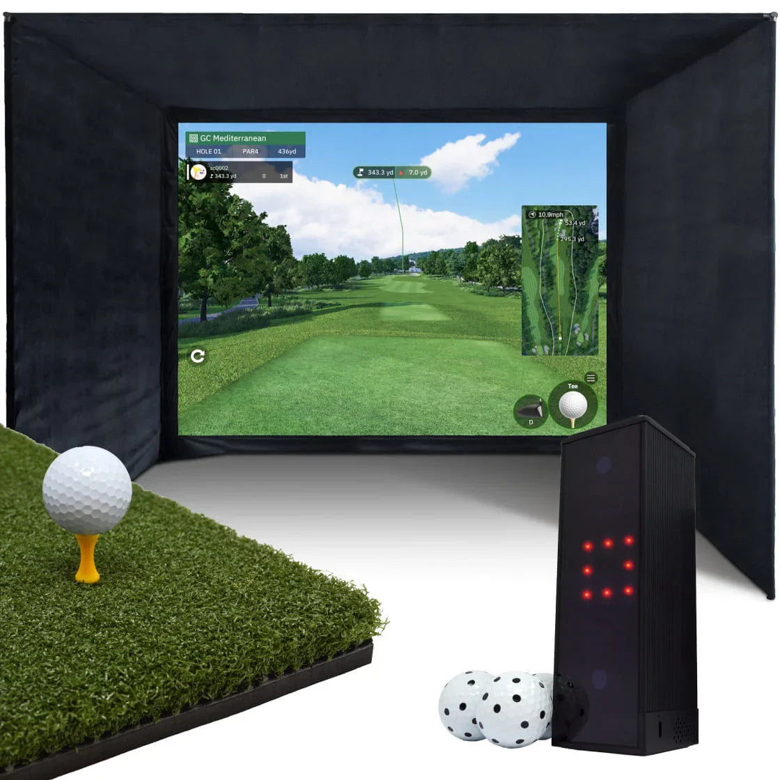 BUILD YOUR OWN ENCLOSURE BUNDLE SIM 6 - (13'2 x 9'10 x 9'10 ft 4 x 3 x 3 m) Tee Turf SQUARE GOLF - LAUNCH MONITOR