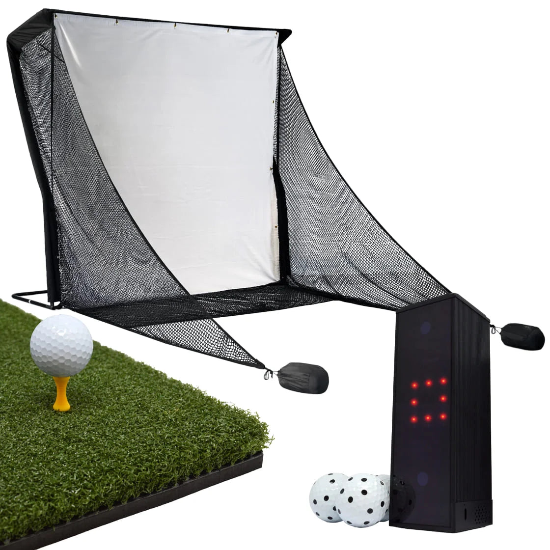 SQUARE GOLF NET BUNDLE Net With Impact Screen Tee Turf